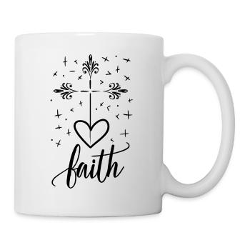 Faith Herz Christen Kreuz Religion Geschenk Christ - Tasse - Weiß - Rechts