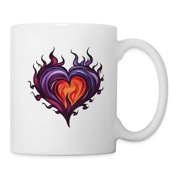 Cœur Flamme Feu Amour - Mug blanc - blanc - Droite