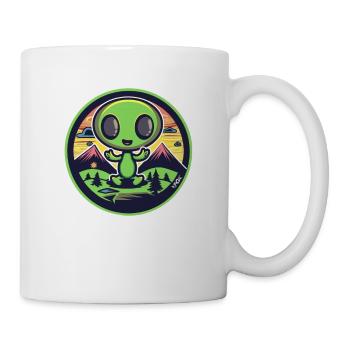 Extraterrestre mignon joyeux dans la nature - Mug blanc - blanc - Droite