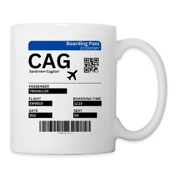 Sardinia Board Ticket Holiday Airport Italy - Mug - white - Right
