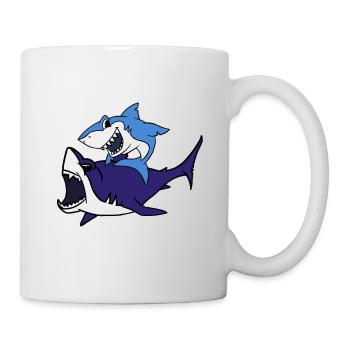 Shark Riding A Shark T-Shirt Funny Shark Rider - Mug - white - Right