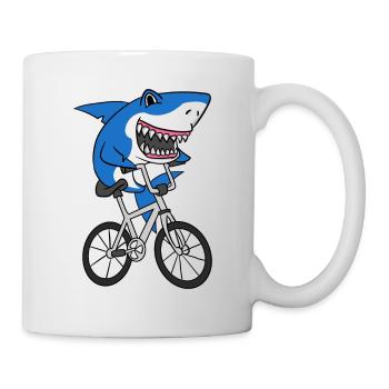 T-shirt de vélo d’équitation de requin drôle mignon - Mug blanc - blanc - Droite