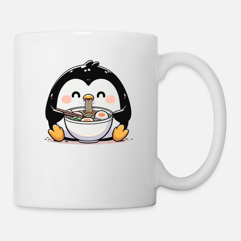 Pinguin mit Nudeln Ramen kawaii Pinguin - Tasse - Weiß