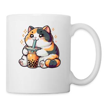 Katzen trinken Bubble Tea kawaii Boba Katze - Tasse - Weiß - Rechts