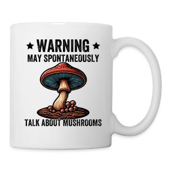 Avertissement : peut spontanément parler de champignons - Mug blanc - blanc - Droite