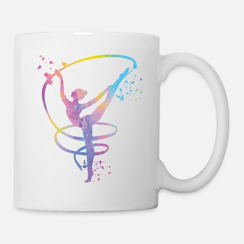 Gymnaste avec gymnastique rythmique à bande - Mug blanc - blanc