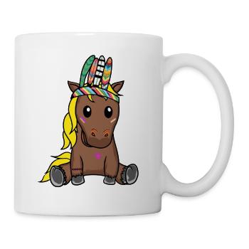 Hippie Pferd Pferde Gaul Schamane Kind Kinder - Tasse - Weiß - Rechts