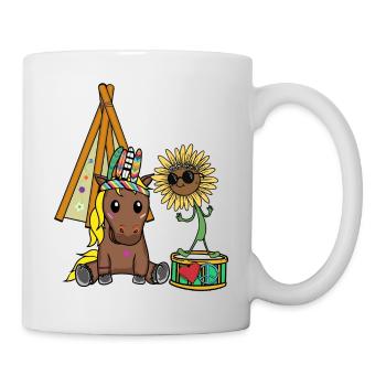 Hippie Horse Teepee Sunflower Horses Drum Peace - Mug - white - Right
