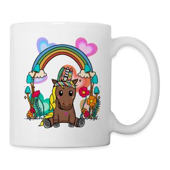 Geburtstag Hippie Pferd Regenbogen Pferde Kind - Tasse - Weiß - Rechts