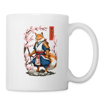 Kitsune Samurai Fox Vintage Ukiyo-e Style - Mug blanc - blanc - Droite