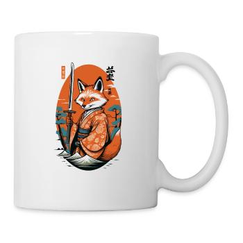 Kitsune Samurai Fox Vintage Ukiyo-e Style - Mug - white - Right