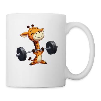 Giraffe Dumbbell Fitness Workout Happy Satisfied - Mug - white - Right