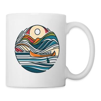 Bergabenteuer: Kanu und Berge Linienkunst - Tasse - Weiß - Rechts