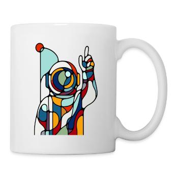 Galaktische Farbenpracht Buntes Astronauten Design - Tasse - Weiß - Rechts