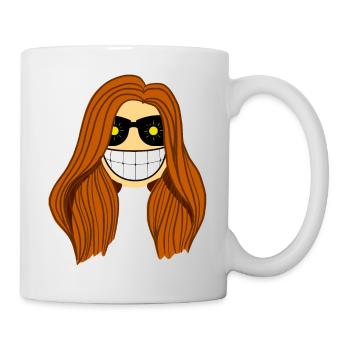 Brunette woman sun in the eyes - Mug - white - Right