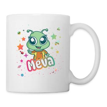 MEVA - Beau nom de fille avec extraterrestre mignon - Mug blanc - blanc - Droite