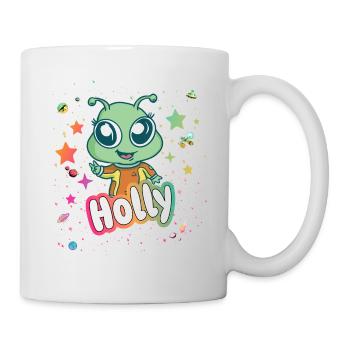 HOLLY - Schöner Mädchen Name mit süßem Alien - Tasse - Weiß - Rechts