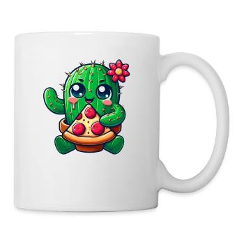 Lustiger Kaktus liebt Pizza niedlicher Comic - Tasse - Weiß - Rechts