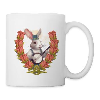 Banjo Bunny Music Roses Birthday Rabbit Child - Mug - white - Right