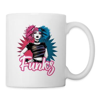 Funky Girl mit rosa und blauen Haaren Retro Style - Tasse - Weiß - Rechts
