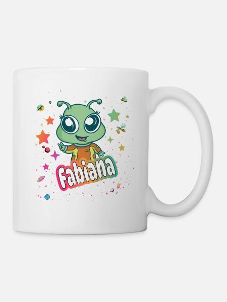 FABIANA - Beautiful girl name with cute alien - Mug - white