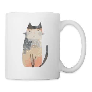 Cute Whimsical Cat Illustration - Adorable Animal - Mug - white - Right