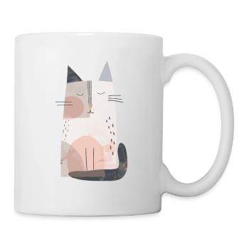 Cute Whimsical Cat Illustration - Adorable Animal - Mug - white - Right