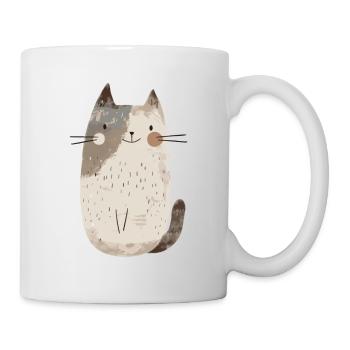 Cute Whimsical Cat Illustration - Adorable Animal - Mug - white - Right