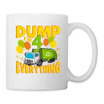 4 Years Old Boy 4th Birthday Gift Garbage Truck - Tasse - Weiß - Rechts