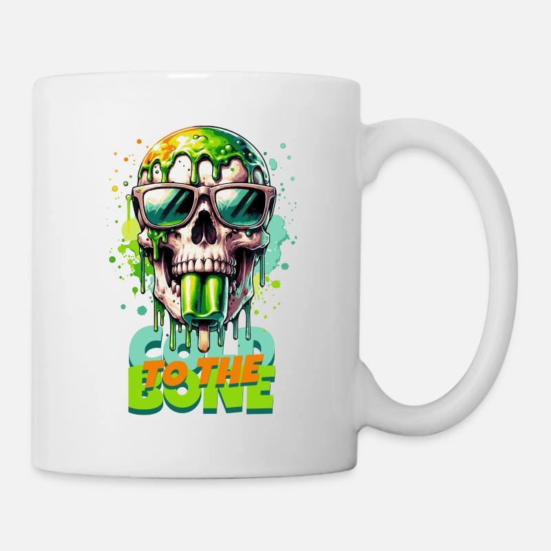 COLD TO THE BONE Schädel mit Eis - Zunge - Tasse - Weiß