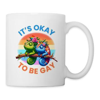 Pride "It's okay to be gay" design, chameleons - Mug - white - Right