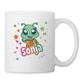 SONJA - Schöner Mädchen Name mit süßem Alien - Tasse - Weiß - Rechts