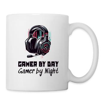 Gamer by day and by night Gaming Sleep Shirt - Mug - white - Right