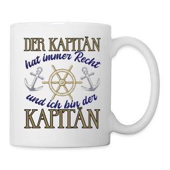 Kapitän Boot Motorboot lustiger Spruch - Tasse - Weiß - Rechts