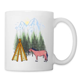 Shaman Horse Teepee Mountain Mountains Forest Nature USA - Mug - white - Right