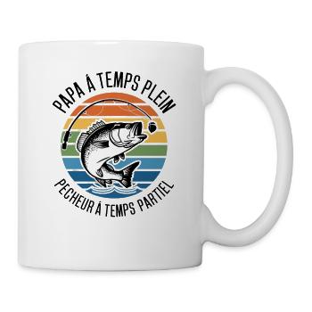 Vatertag Teilzeit Fischer Papa Geschenk - Tasse - Weiß - Rechts