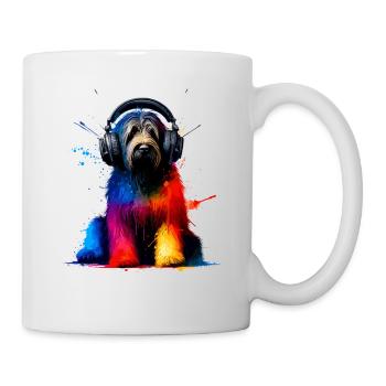 Colorful Splash Art Headphones Briard Briards - Mug - white - Right