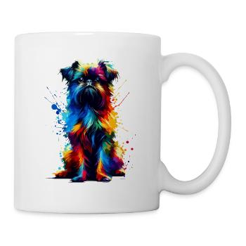 Bunte Splash Art Brüssel Griffon Griffon - Tasse - Weiß - Rechts
