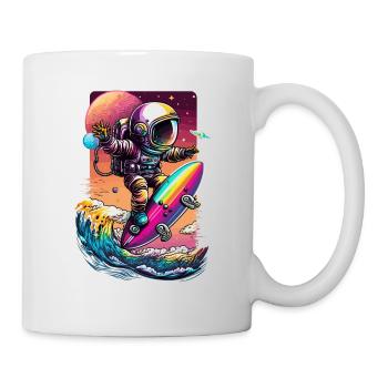 Astronaut Surfing Cosmic Waves Space Explorer - Tasse - Weiß - Rechts