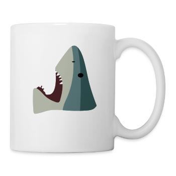 Requin marchant sur un jouet en brique Drôle Internet Mème - Mug blanc - blanc - Droite