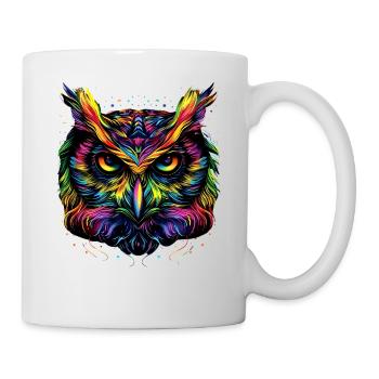 Owl Colorful Rainbow Colors Pop Art Owl Eagle Owl Owls - Mug - white - Right