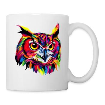 Owl Colorful Rainbow Colors Pop Art Owl Eagle Owl Owls - Mug - white - Right