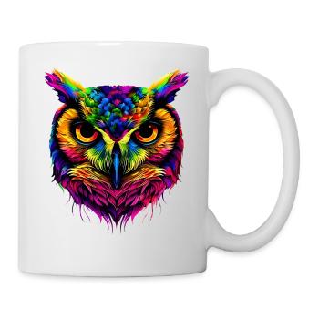 Owl Colorful Rainbow Colors Pop Art Owl Eagle Owl Owls - Mug - white - Right
