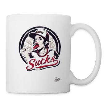 Baseball mascot girl: Training is annoying - Mug - white - Right