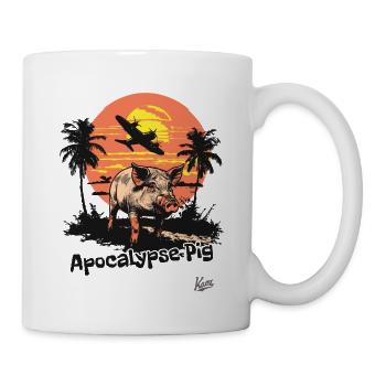Apocalypse Pig in Vietnam Plane with Palm Trees - Mug - white - Right