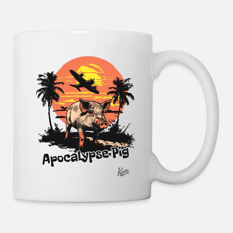 Cochon de l’Apocalypse au Vietnam Avion avec des palmiers - Mug blanc - blanc