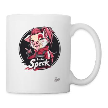 Mascotte de cochon d’anime et délicieux bacon - Mug blanc - blanc - Droite