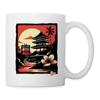 Natur Japans und ein Japanischer Pagoden-Tempel - Tasse - Weiß - Rechts