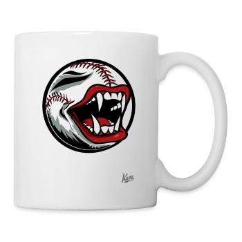 Baseball mascot with vampire teeth - Mug - white - Right