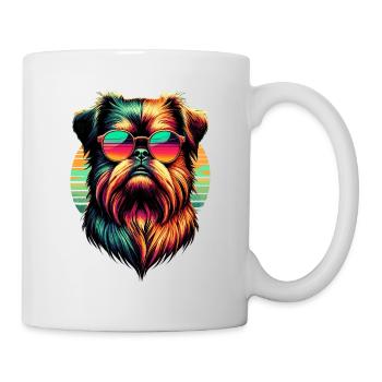 Retro Sonnenuntergang Sonnenbrille Brüssel Griffon Griffon - Tasse - Weiß - Rechts